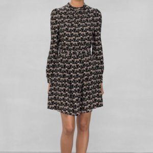 & other stories black tan zebra long sleeve dress